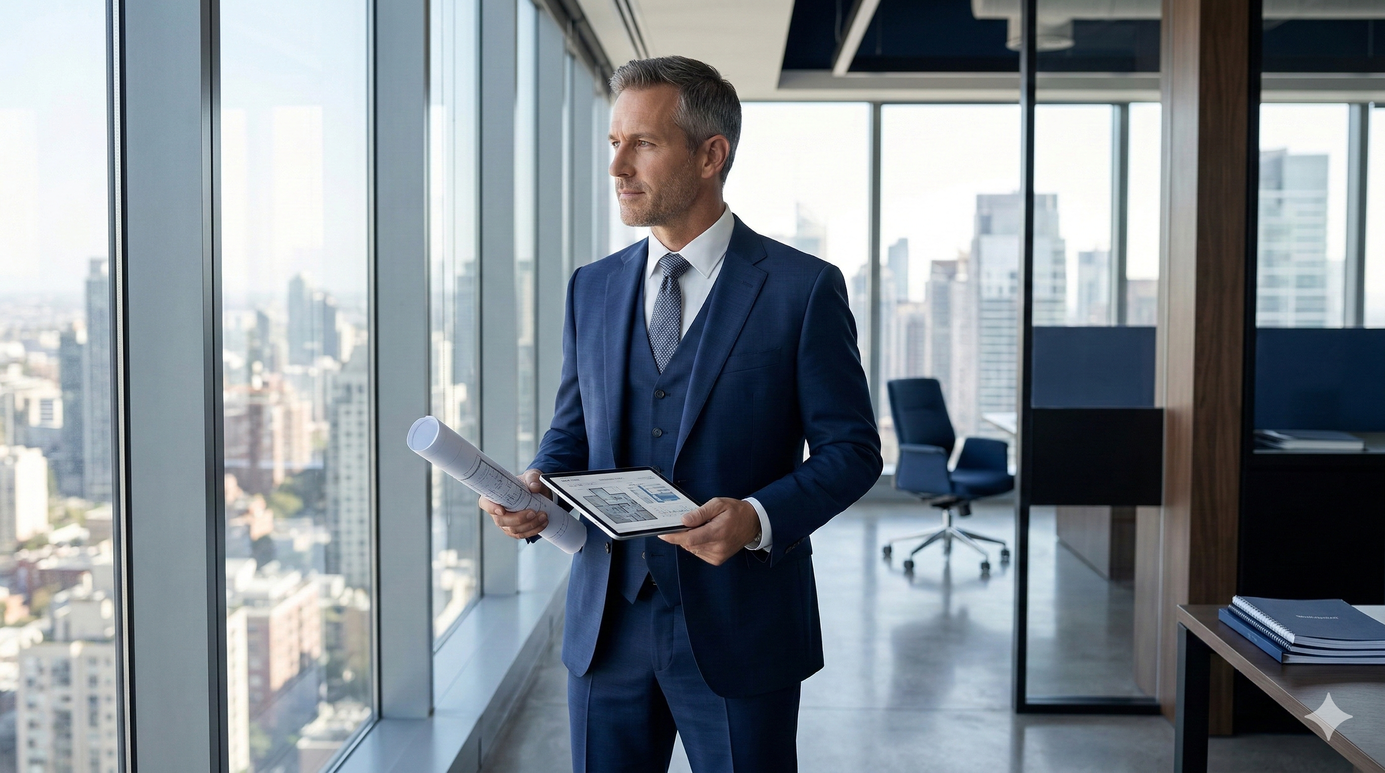 Real Estate Mogul in his office